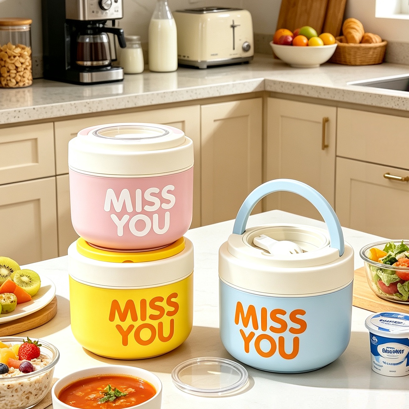 Food Storage Meals - ถ้วยอาหารเช้าสแตนเลส 304 แบบมีฉนวน, ชามเก็บความสดขนาดใหญ่, ภาชนะใส่อาหารแบบพกพาสำหรับพนักงานออฟฟิศ, กล่องอาหารกลางวัน,