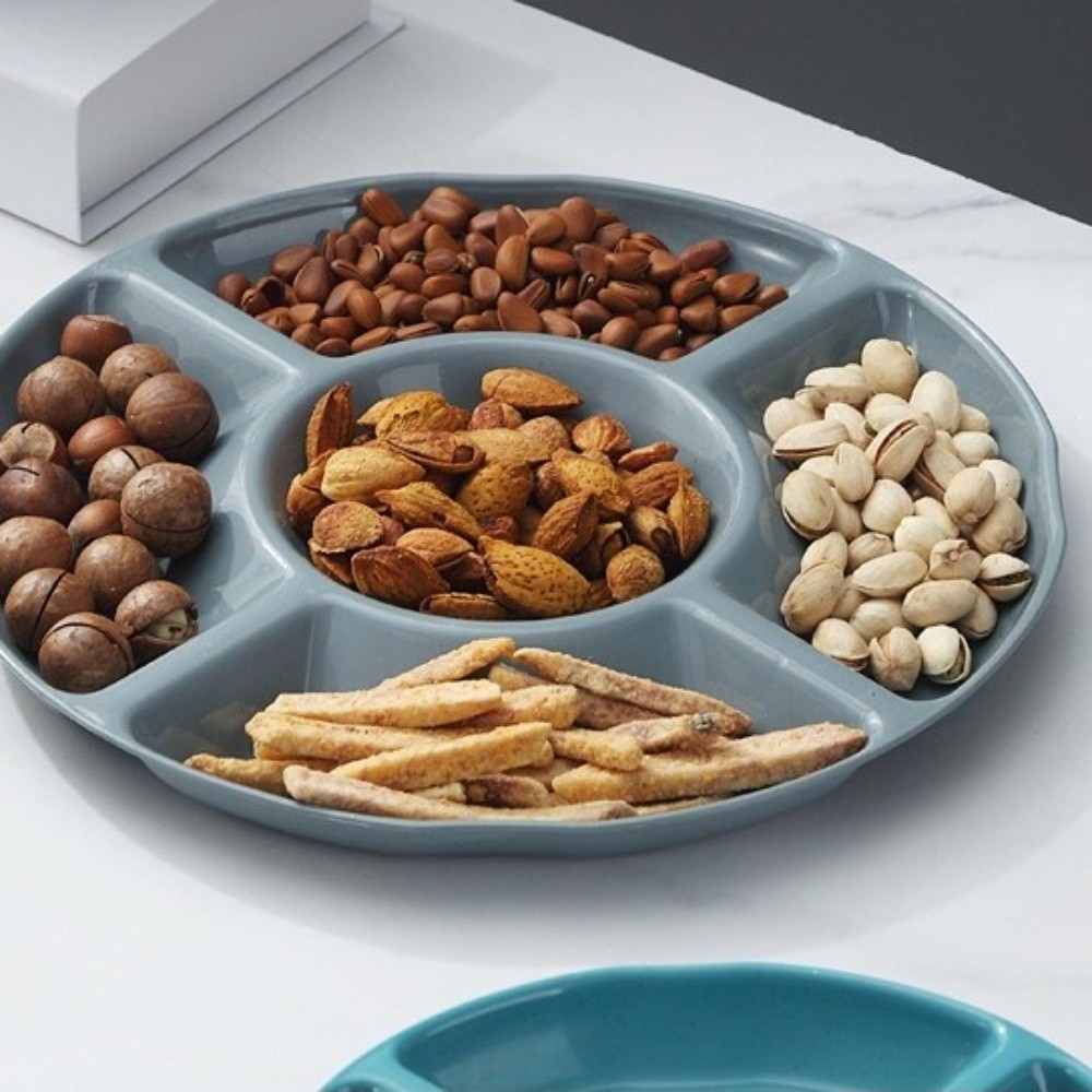 Food Storage With Dividers - ถาดใส่อาหารพลาสติกแบบพกพา รูปทรงดอกไม้ ใช้ซ้ำได้ จานแบ่งช่อง 5 ช่อง