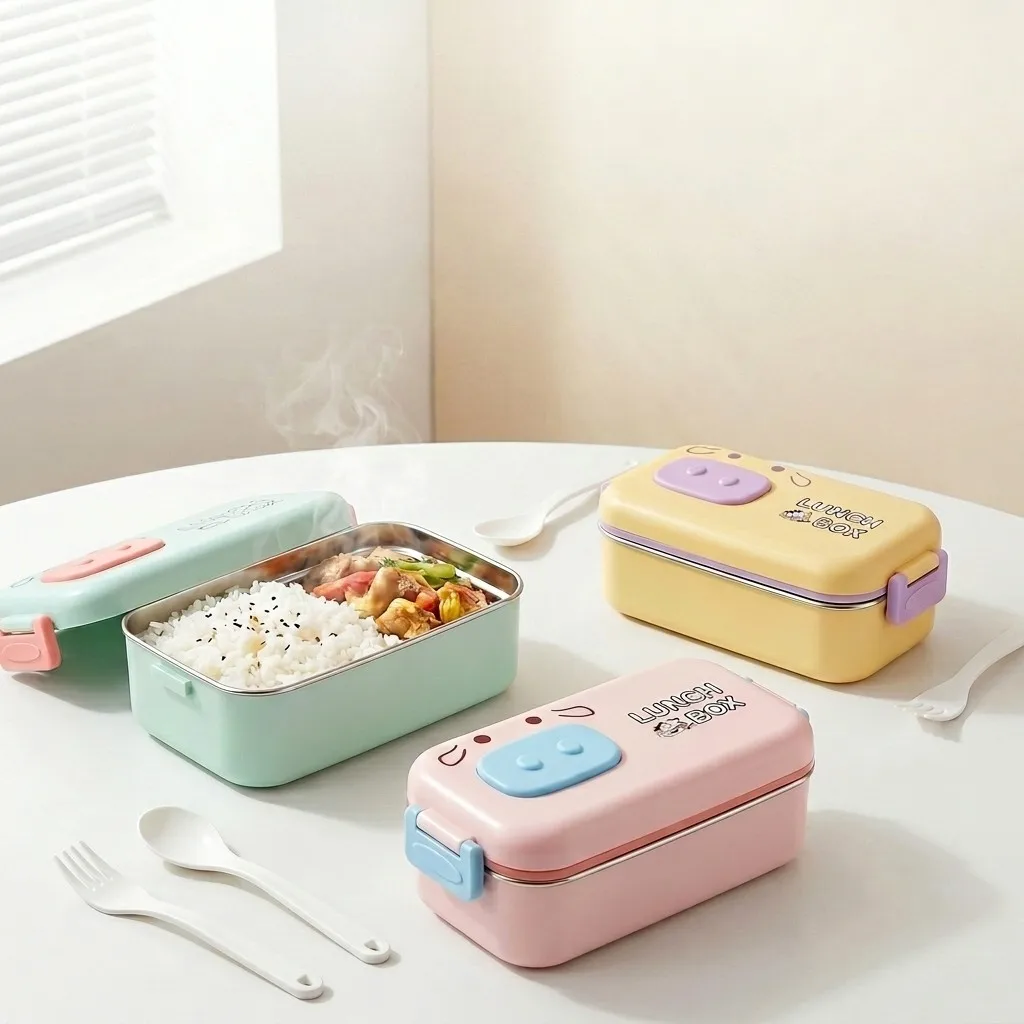Food Storage Oven Safe - กล่องเบนโตะสแตนเลส 304 สำหรับเด็กและผู้ใหญ่ กล่องอาหารกลางวัน ป้องกันการรั่วซึม ภาชนะเก็บอาหาร
