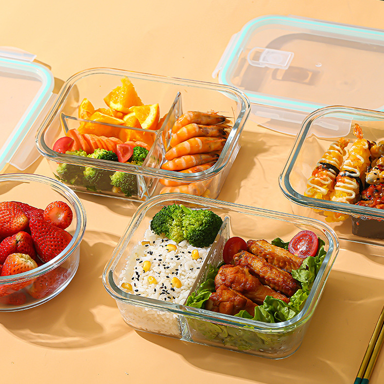 Food Storage Oven Safe - กล่องถนอมอาหารแก้ว ทนความร้อนสูง ไมโครเวฟได้ กล่องเบนโตะ กล่องเก็บอาหารในตู้เย็น ปิดผนึกแน่นหนา