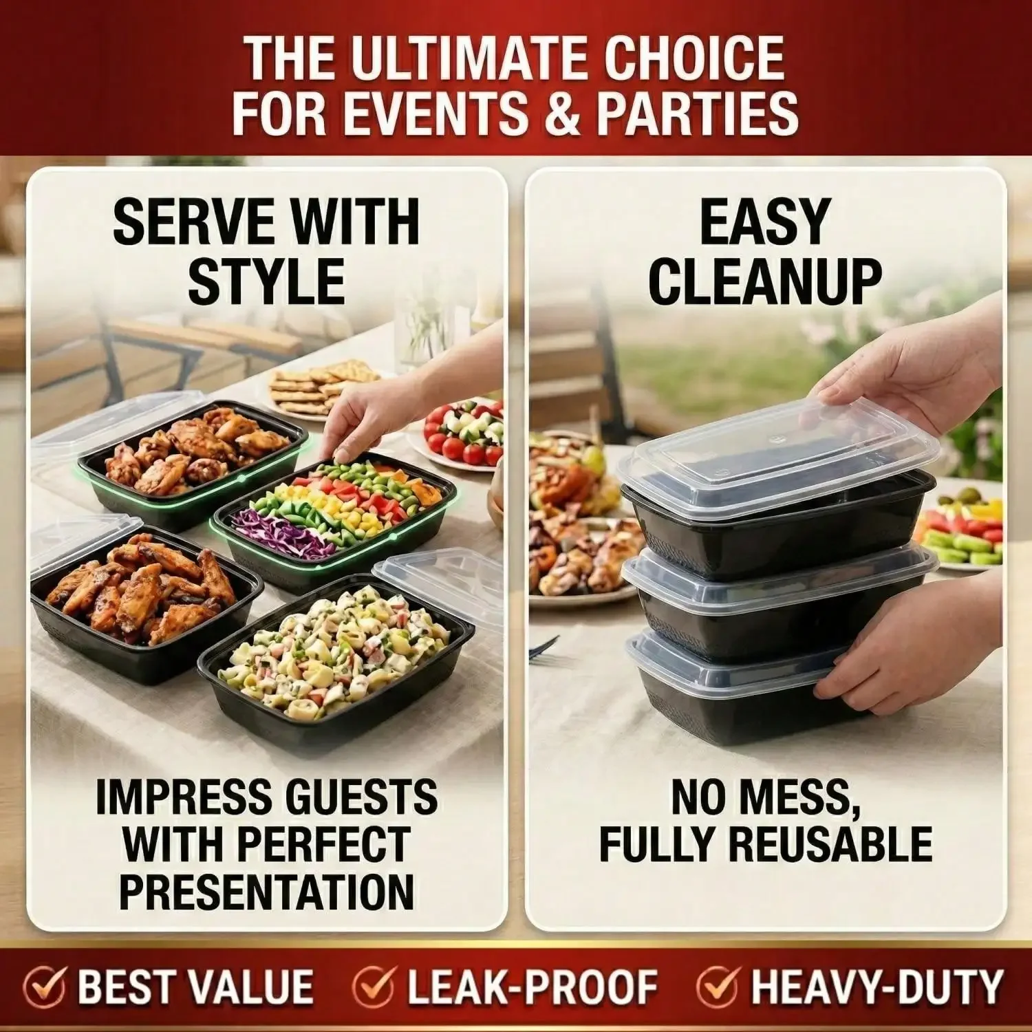 10/100 ชิ้น กล่องอาหารสี่เหลี่ - Food Storage Meals บทวิจารณ์และราคา